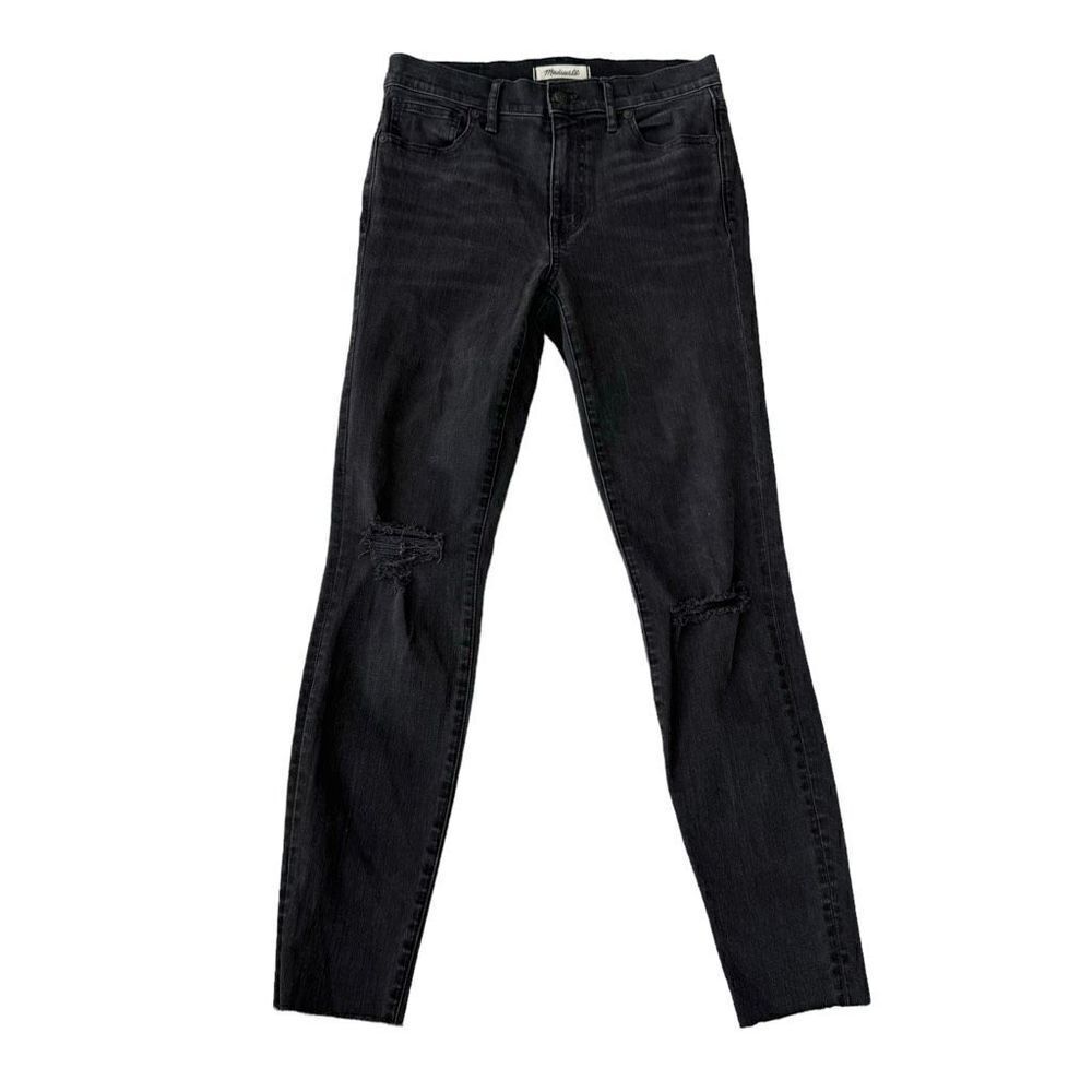 Madewell 9" High Riser Skinny Skinny Jeans Faded Black Distressed Size 27